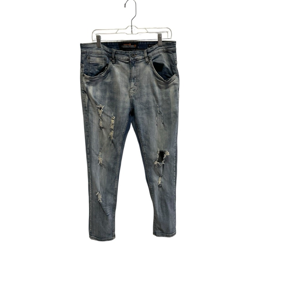 Copper Rivet Denim Men's 36x30 Distressed Skinny Jeans Streetwear‎ Y2K